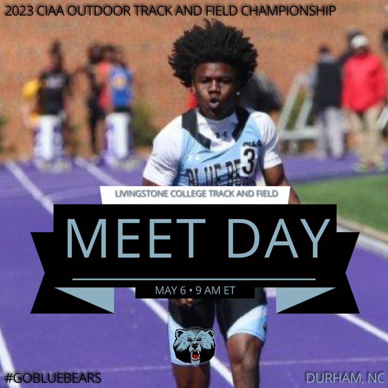 MEET DAY 🏃🏾‍♀️ » CIAA OUTDOOR CHAMPIONSHIP 
 
⏰ 9:00 AM
📍 Durham, NC
🏟️ Durham County Stadium 
📊snapresults.snaptiming.com/meets/23938 (snapresults.snaptiming.com/meets/23938)

#GOBLUEBEARS