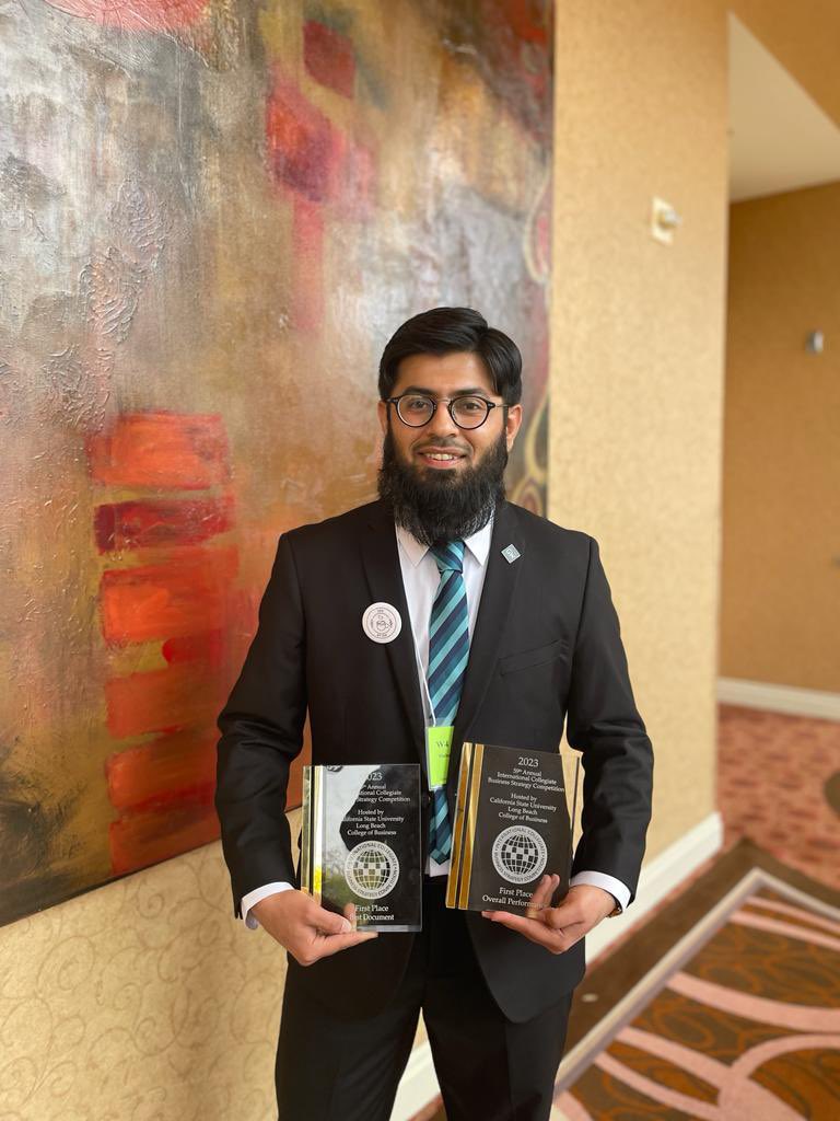Shoaib_Jatt's tweet photo. “Won the Annual 59th ICBSC competition, representing George Washington University as the only Pakistani in the team! It was an incredible experience competing in a simulated multi-segment market and winning Best Overall Performance & Best Document. #ICBSC #GWU #PakistanPride" https://t.co/u5gUKtACjD