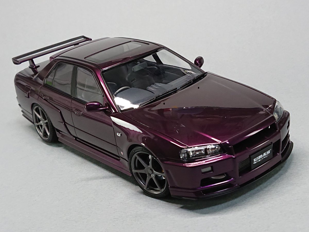 tachiryo3's tweet photo. ER34スカイラインURAS完成しました！4DR-GT-Rに見える様にアレンジしました😉
#ER34 #スカイライン #ユーラス #アオシマ #プラモデル #GTR https://t.co/tqMhVx55q4