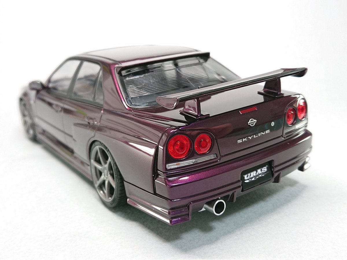 tachiryo3's tweet photo. ER34スカイラインURAS完成しました！4DR-GT-Rに見える様にアレンジしました😉
#ER34 #スカイライン #ユーラス #アオシマ #プラモデル #GTR https://t.co/tqMhVx55q4