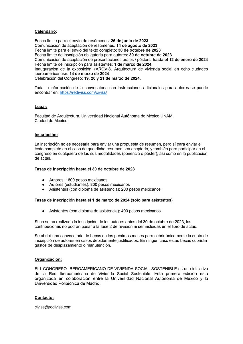 jcarlosbamba's tweet photo. Os comparto la convocatoria del I CONGRESO IBEROAMERICANO DE VIVIENDA SOCIAL SOSTENIBLE "Repensar la casa, transformar la ciudad" que tendrá lugar el 19, 20 y 21 de Marzo de 2024 en la Facultad de Arquitectura de la Universidad Nacional Autónoma de México, Ciudad de México. https://t.co/rMhmyuhshk