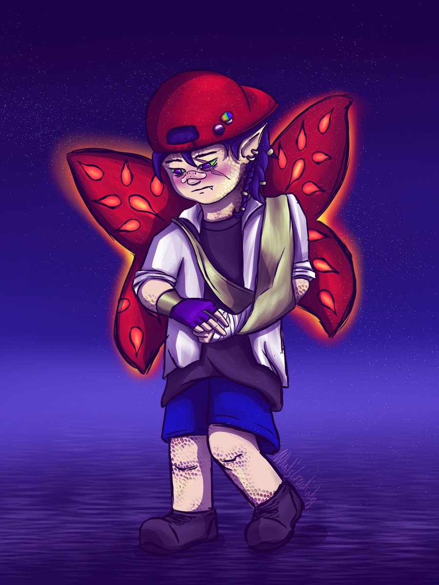 ws_creativity's tweet image. 「Who hurt our pretty little warrior ;-; 」

A non-eggform Leo this time round🍃
[ #イラスト #leonardafanart #qsmpeggs #qsmpfanart]