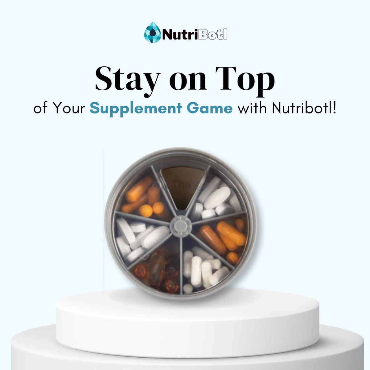 nutribotl's tweet photo. Introducing Nutribotl - the ultimate water bottle for those who want to stay on top of their supplement game! With a built-in pill organizer, it keeps your vitamins.
Place your order today at https://t.co/821KdFWyc5\
.
#Nutribotl #WaterBottle #PillOrganizer #SupplementGame https://t.co/vJJbStAY4P