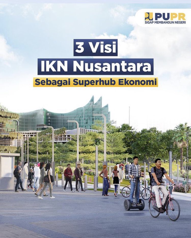 KemenPU's tweet photo. Ibu Kota Negara (IKN) Nusantara akan menjadi superhub ekonomi yang akan mendorong laju pertumbuhan ekonomi yang lebih inklusif dan merata.
 
#SigapMembangunNegeri #NusantaraKita #IKNKita https://t.co/74rDnCrEOE