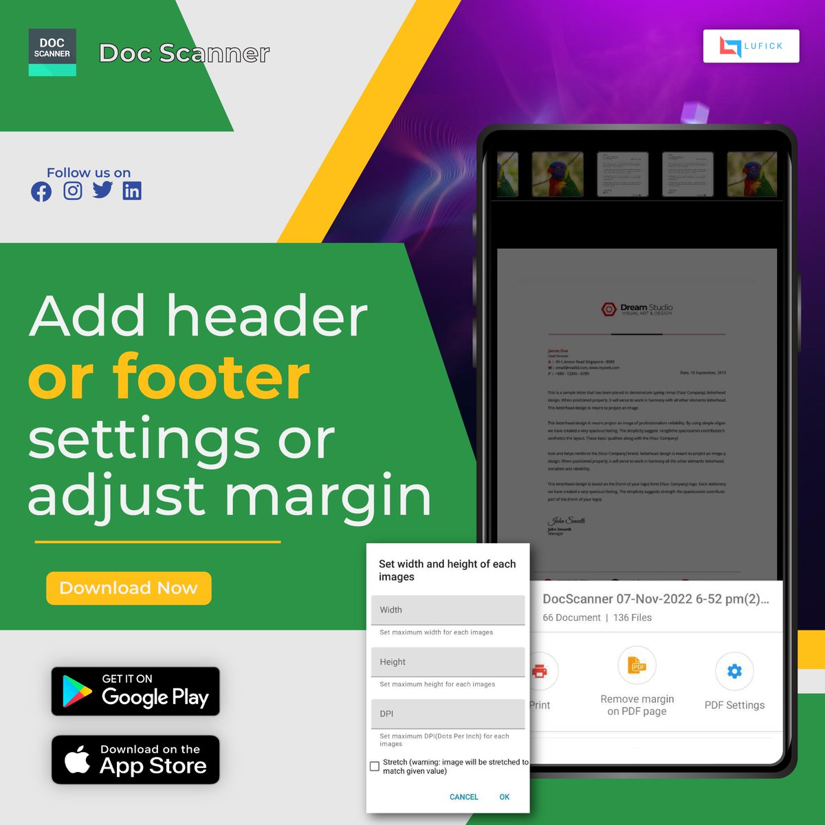 Lufick3's tweet photo. Now Edit Your Document's Header And Footer section and adjust the margin with the Document Scanner App.
Download the Document Scanner App Today.
Available on Play Store and Apple Store
https://t.co/YDftoDeE6U

#DocumentScanner #Onlinepdf #lufick #Pdfscanner #scansafe https://t.co/fs9tYBnGmw
