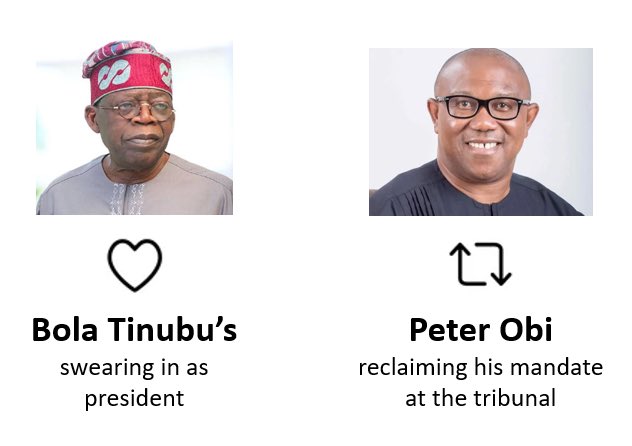 franklinodika11's tweet photo. What are you looking forward to??

Like💙: Bola Tinubu 's inauguration
Retweet🔃: Mr. Peter Obi 's victory at d tribunal

#Hushpuppi Ike Ekweremadu BREAKING NEWS DSTV Former Deputy Senate President George Weah Obasanjo #AllEyesOnTheJudiciary NNPP Wike Owerri Azman United Kingdom https://t.co/LXmpo1O9e7