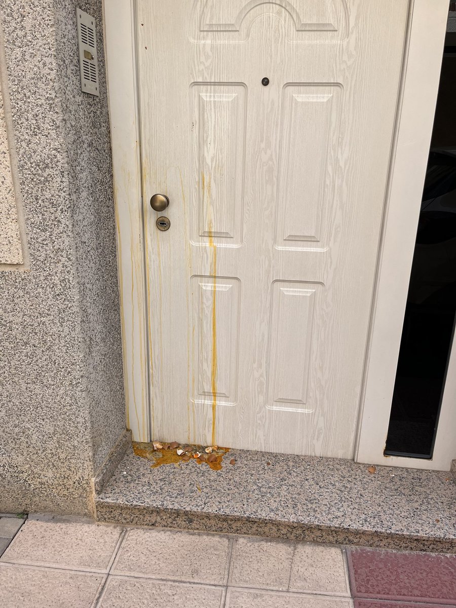 Hoy, mientras asistía al mitin de Pedro Sanchez en Murcia, alguien ha considerado que era necesario estrellar huevos en la puerta de mi domicilio. En política no todo vale.