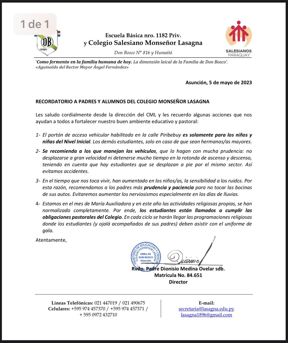cmlasagna1986's tweet photo. Recordatorio para Padres y Estudiantes https://t.co/D8AJexJUfe