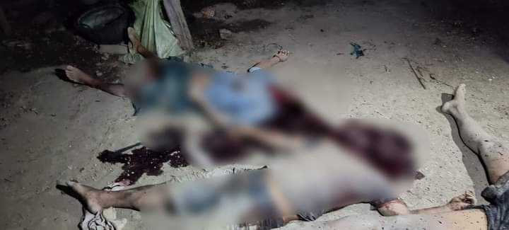 pzl_jourlm's tweet photo. Four resistance comrades and three local villagers were savagely killed and [beheaded] while the notorious ‘army units’ launched ground storm into Kyi Kone and rural villages in #Sagaing’s #KhinOo township on May-5. The villages remain tattered in bloody and ashy torment. https://t.co/QgBryfMG8M