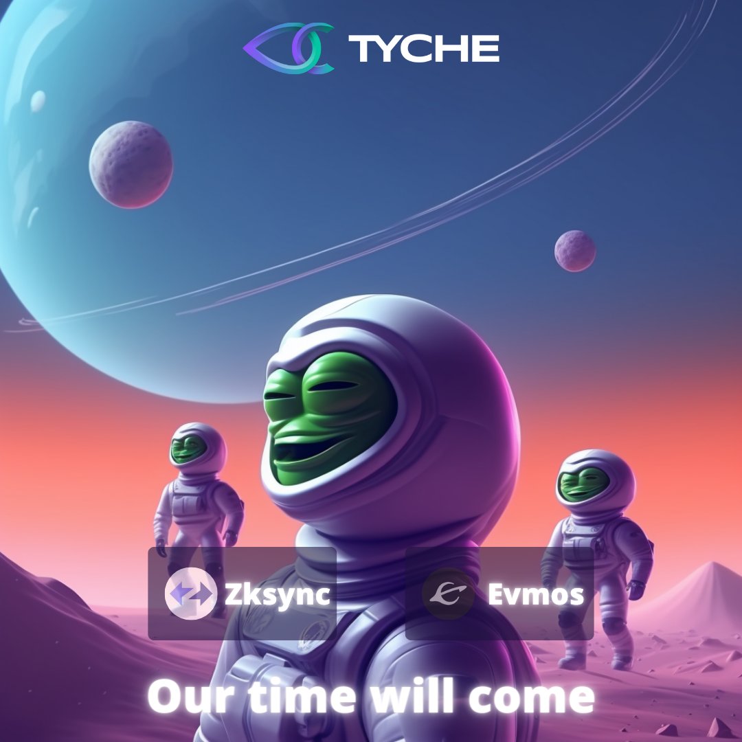 🚨67% Minted🚨

$ETH fees forced us to stop the mint on #zkSync 
but our #Evmos mint is progessing well !

$PEPE / $BOB / $WOJAK Take all the blockspace from us  !

Laugh while you can $PEPE, we are coming 😎

✨The #Tyche community will shine ✨