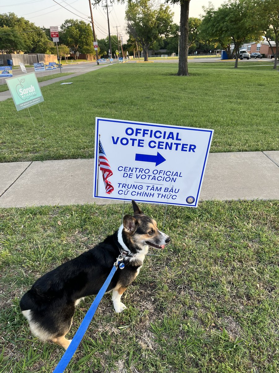 JeffKitner's tweet photo. Election Day is today! Go vote, everyone! @DallasElections makes it easy with 366 locations in the county (including @KramerDISD on our morning walk route). #DallasVotes https://t.co/zrjNt6vuvJ