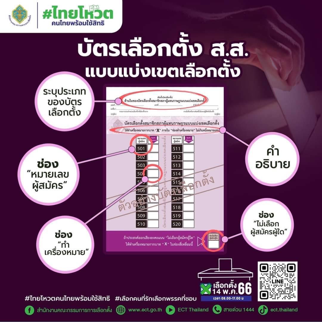 TEN_TH's tweet photo. วันพรุ่งนี้จะเป็นการ #เลือกตั้งล่วงหน้า แล้ว

ใครลงทะเบียนเลือกตั้งล่วงหน้านอกเขตไป ต้องไปใช้สิทธิวันที่ 7 พ.ค. เวลา 08.00-17.00 น. เท่านั้นนะคะ

บัตรเลือกตั้งมี 2 ใบ
สีม่วง เลือกตามเขตในทะเบียนบ้าน
สีเขียว กาพรรคที่ต้องการเลือก

อย่าลืม!! พกบัตรประชาชนไปด้วยนะคะ 

🔍เช็คสิทธิ-สถานที่ https://t.co/xuJ0javSON…
🔍เช็คเบอร์ ส.ส. https://t.co/Ci8FlK9Q63

#เลือกตั้ง66