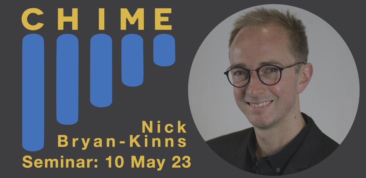 Talk 2/2 for the online CHIME Seminar tomorrow (Wednesday 4pm UK time):

Nick Bryan-Kinns will be discussing approaches to understanding and visualising generative AI music systems
@nickbknickbk

sign up free via eventbrite: eventbrite.co.uk/e/608400922537