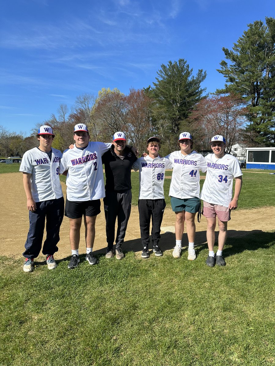 Coach Abood and our seniors participating in Seacoast Cal Ripken Opening Day ceremony. Arjay Sidney, <a href="/JakeFredericks9/">Jake Fredericks</a>, Coach Abood, <a href="/EthanNowak8/">Ethan Nowak</a>, <a href="/Gaff343/">Evan Gaffney</a>, <a href="/CameronHurrell4/">Cameron Hurrell</a> 
GoWarriors! <a href="/Winnawar/">WinnacunnetAthletics</a>
