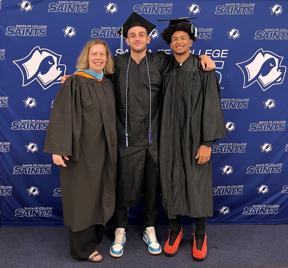 Congratulations to the Class of 2023, and to these two Saints who stopped for a picture with Athletic Director Chanda Stebbins. Best wishes for your next steps Niko and Nas!