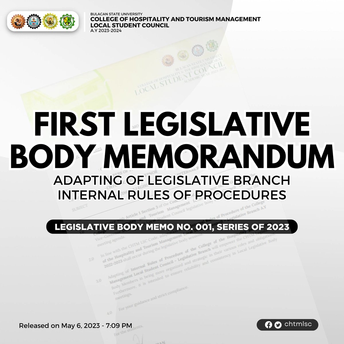 ChtmLsc's tweet photo. [𝐋𝐁 𝐌𝐞𝐦𝐨𝐫𝐚𝐧𝐝𝐮𝐦 𝐍𝐨. 𝟎𝟎𝟏 𝐬. 𝟐𝟎𝟐𝟑]

LB Memo No. 001: https://t.co/Hmm7rhM7eo

The CHTM LB IRP: https://t.co/1LF6EGbo3o

#CHTMMLSC2324 
#pROARactiveTigers 
#CHTMROARforExcellence https://t.co/4jsnqYLfdz