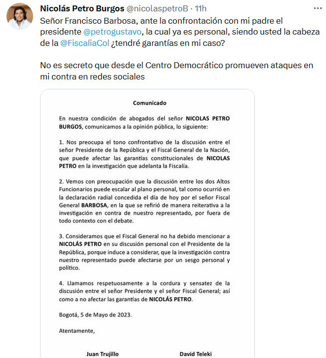 Aladiestra1's tweet photo. ¡Aparecieron las llaves!
El despliegue del "Presidente Petro" de pretender enarbolarse como jefe de fiscalía tenía como fin que Nicolas Petro diga que no "tiene garantías".
#ElPoderEs como el dinero, el suero de la verdad,
Se cree Gustavo I, pero sigue siendo ALIAS AURELIANO. 😬 https://t.co/0jGNWc8C2c