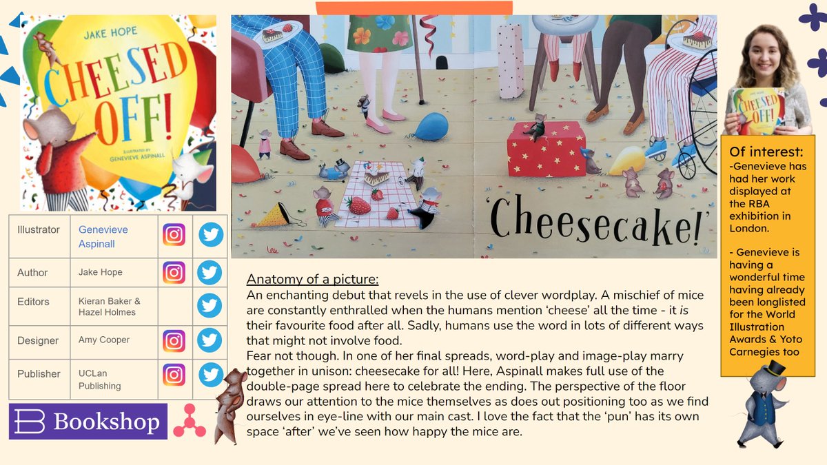 The presentation for the @KlausFluggePr is slowly coming together & will be accessible soon. First up is @genaspinall @Jake_Hope #CheesedOff - a delicious celebration of wordplay - and cheese. Congratulations on making it onto the Longlist, Genevieve!