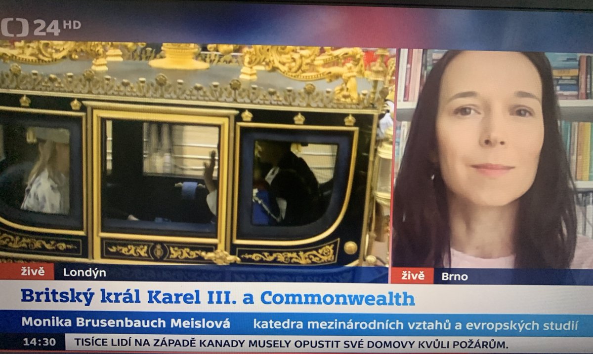 MonikaMeislova's tweet photo. 🇬🇧👑🎉Today's the day! Very happy to be part of @CT24zive @CzechTV live coverage of the #coronation of His Majesty King Charles III. 

#CoronationDay @MVESFSSMU @MUNI_FSS @MasarykUni @muni_cz https://t.co/1yXaUw2pA1