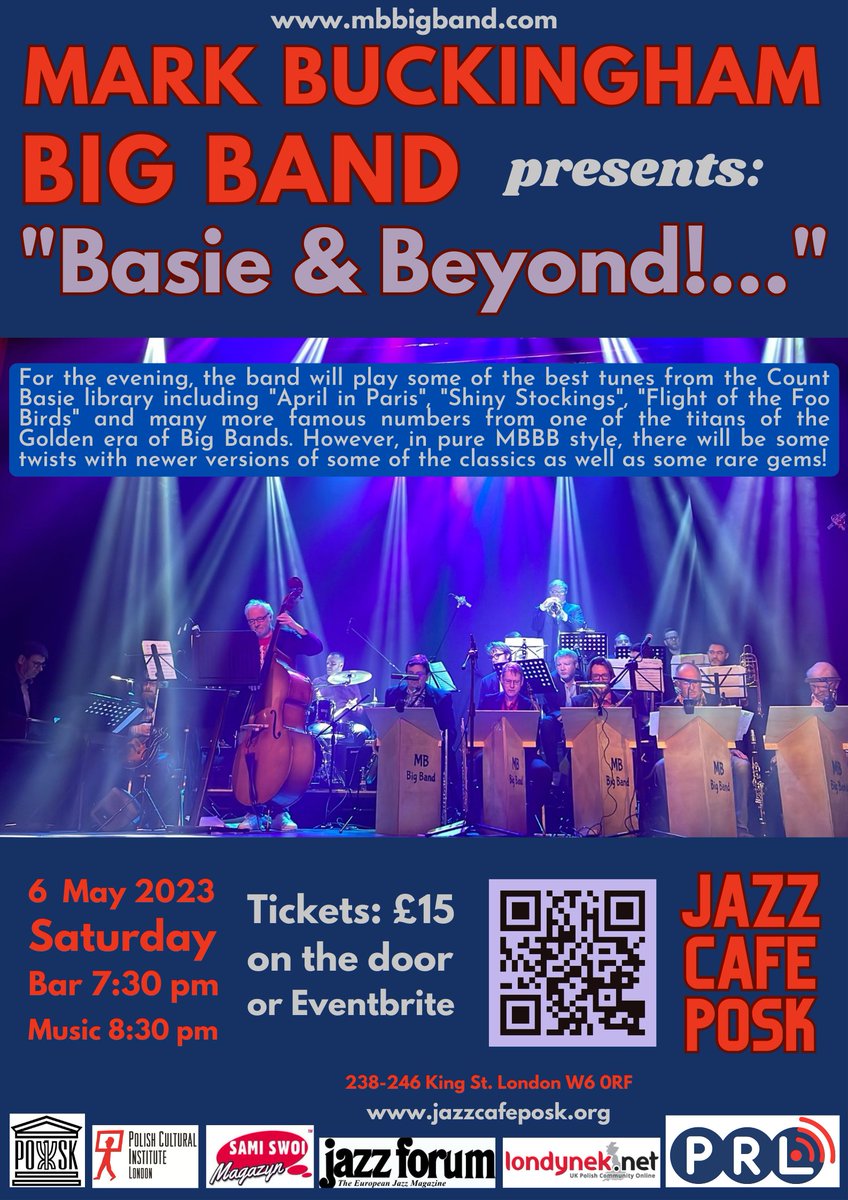 #MarkBuckinghamBIGBAND @ #JazzCaféPOSK TONIGHT (Sat 06/05)!! For the evening, they will play some of the best tunes from the #CountBasie library & many more famous numbers from one of the titans of the Golden era of Big Bands! Join us celebrating!!🔥Tics: bit.ly/3o7J13n