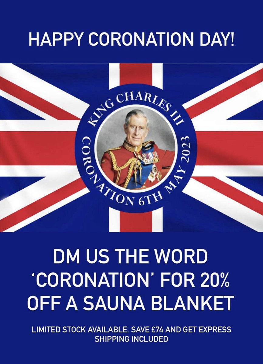 DM us ‘coronation’ for 20% off our infrared sauna blanket plus free express delivery (offer only valid today) 🤩