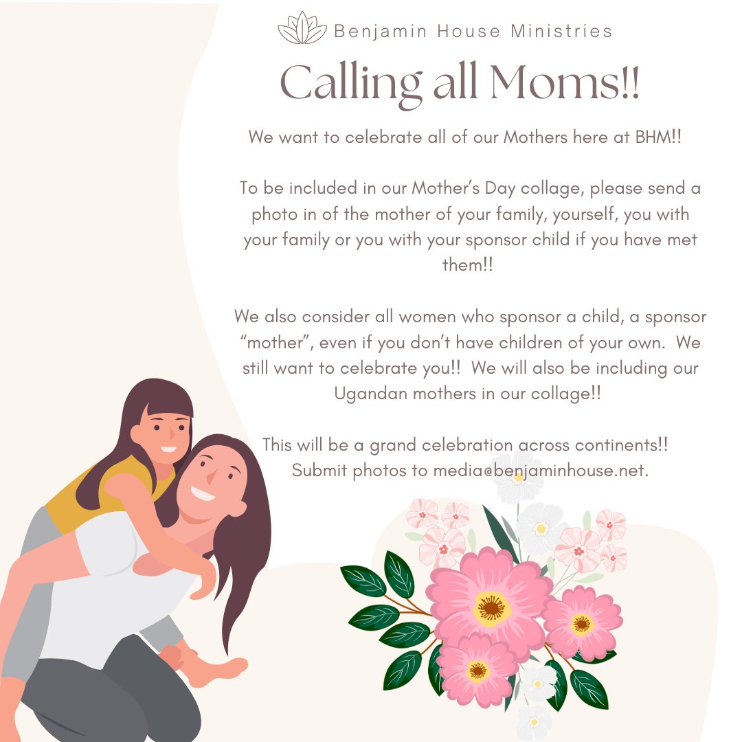 BHMupdates's tweet photo. Celebrate the women in your life that have served a s mothers. Submit a photo to media@benjaminhouse.net to be a part of the project. https://t.co/2wTmBxBTmL