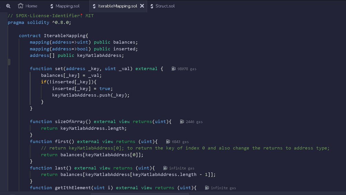 gulshanweb3's tweet image. Day 5 of #30DaysofSolidityLW3 w/
@LearnWeb3DAO
1. Mapping vs Array; 
2. iterate Mapping;