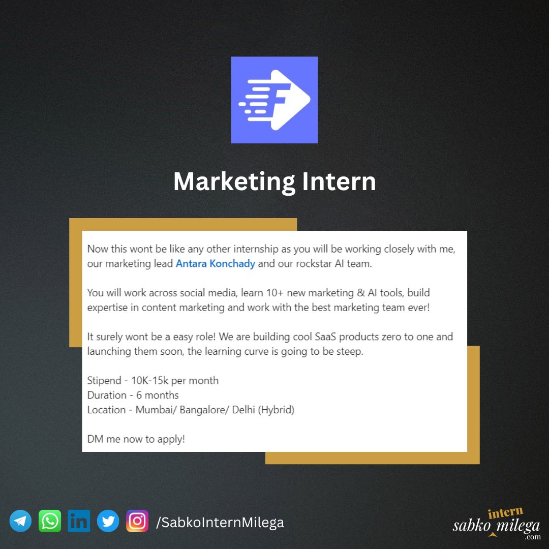 Fastjobs[dot]io | Marketing Intern

Link in comments👇

#Internship #sabkointernmilega