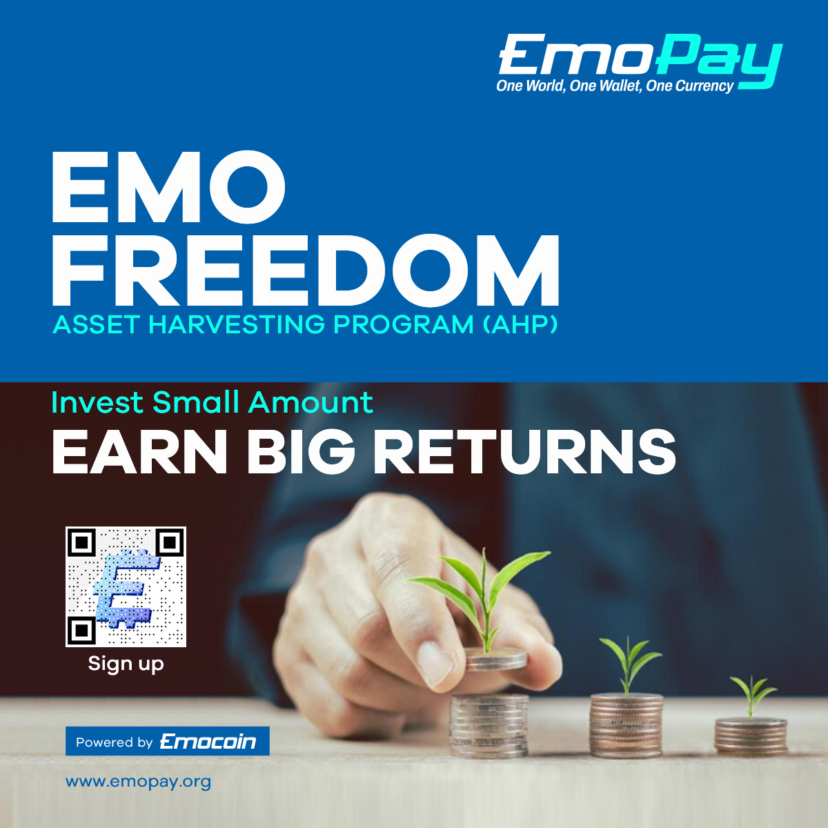 Secure your future with EMo Freedom Asset Harvesting Program.💰

Invest today, and enjoy tomorrow at emopay.org

#InvestToday #EmoFreedom #AssetHarvesting #RecurringDeposit #financialplanning #Crypto #Emopay #Emocoin #investment #cryptocurrency #invest #CryptoNews