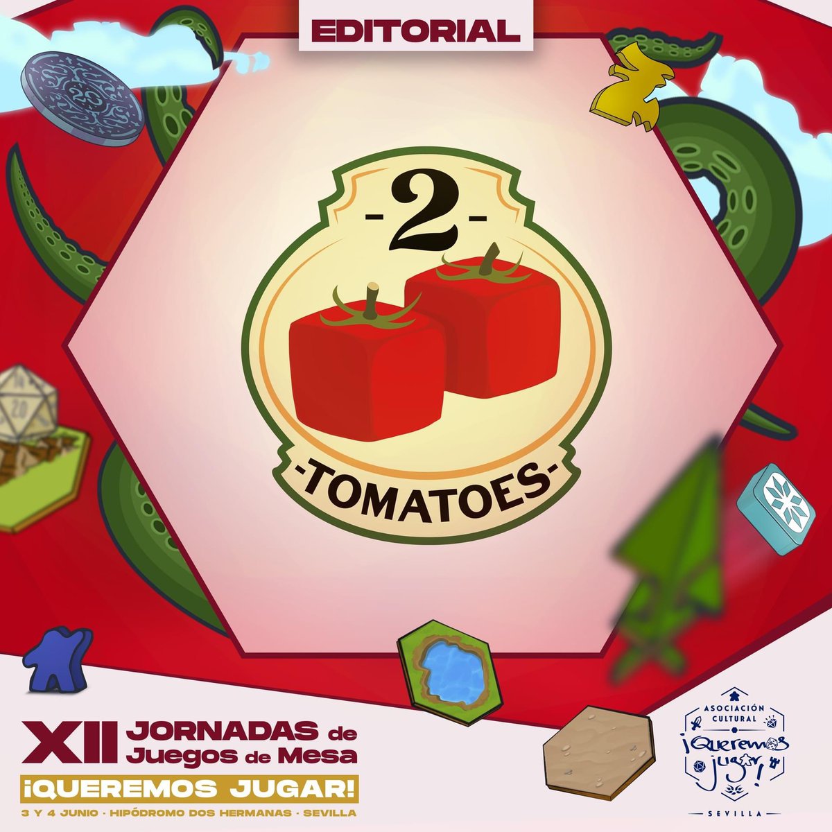 queremosjugar's tweet photo. ¡ Síííí ! En las XII JORNADAS del 3 y 4 de junio, contaremos con mesas de demostración de 2 TOMATOES ( @2TomatoesGms ) 🍅
Podrás probar sus últimas novedades y mucho más 😍 ¡NO TE LO PUEDES PERDER!
+info
https://t.co/LMjI8n6gyY
#2tomatoes #xiijornadasqj https://t.co/DHVhVGrBVu
