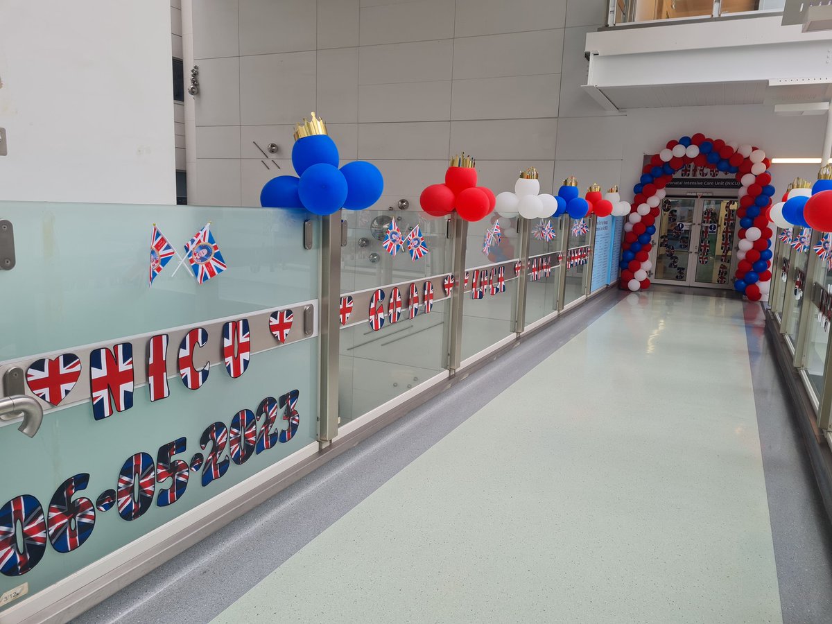 Hospitals are decorated, patients and staff are wearing their crowns &amp; the red arrows have just flown past - celebrating the Coronation <a href="/ChelwestFT/">Chelsea and Westminster Hospital</a> <a href="/WestMidHospital/">West Middlesex University Hospital</a>