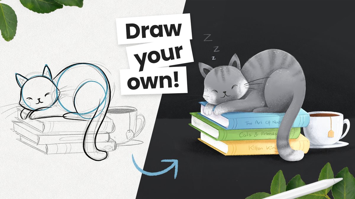 gvdesignstudio's tweet photo. New tutorial! Learn how to draw a cute sleepy cat 🐈https://t.co/M92ahfZLkk #digitalart #procreate https://t.co/bUSlqi5Kr2