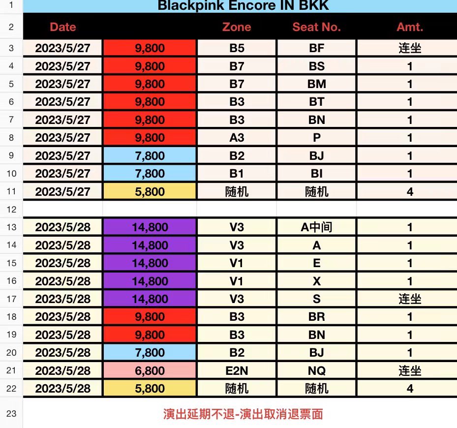 ticket_ace's tweet photo. WTS blackpink in Bangkok 5.27-5.28

Options💁
14800/9800/7800/6800/5800

Dm if u need🥰
#Blackpink 
#BLACKPINKinbkk 
#BLACKPINK_BORNPINK https://t.co/nSXyyU2NAc