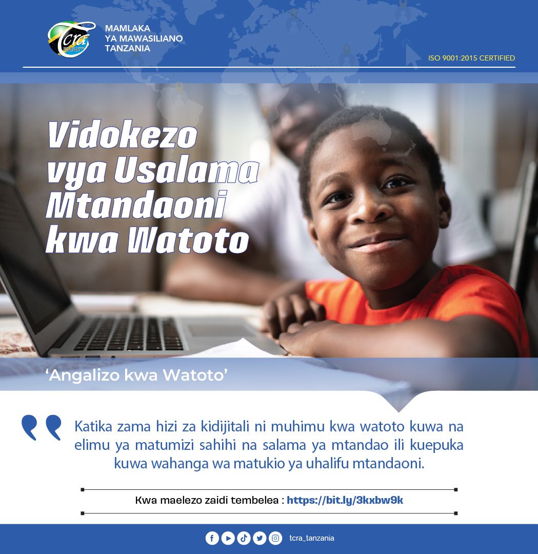 jambomediatz's tweet photo. 🚨Vidokezo va Usalama Mtandaoni kwa Watoto🚨

Kwa maelezo zaidi, tembelea https://t.co/igd0CFFw4s

#tzcert #cybersecuritytips #awareness #tanzania #2023kidijitalizaidi #cop https://t.co/wGo4NGWvGF