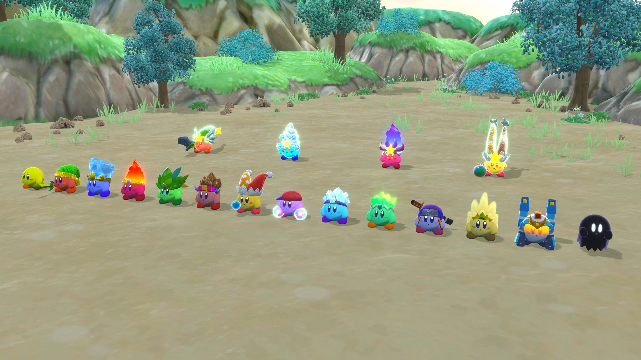 Yisuno ⚝ on X: Alright so I decided that each Kirby form will have different colors on the shiny version on my mod for Pokemon BDSP, mostly referencing the colors Kirby had