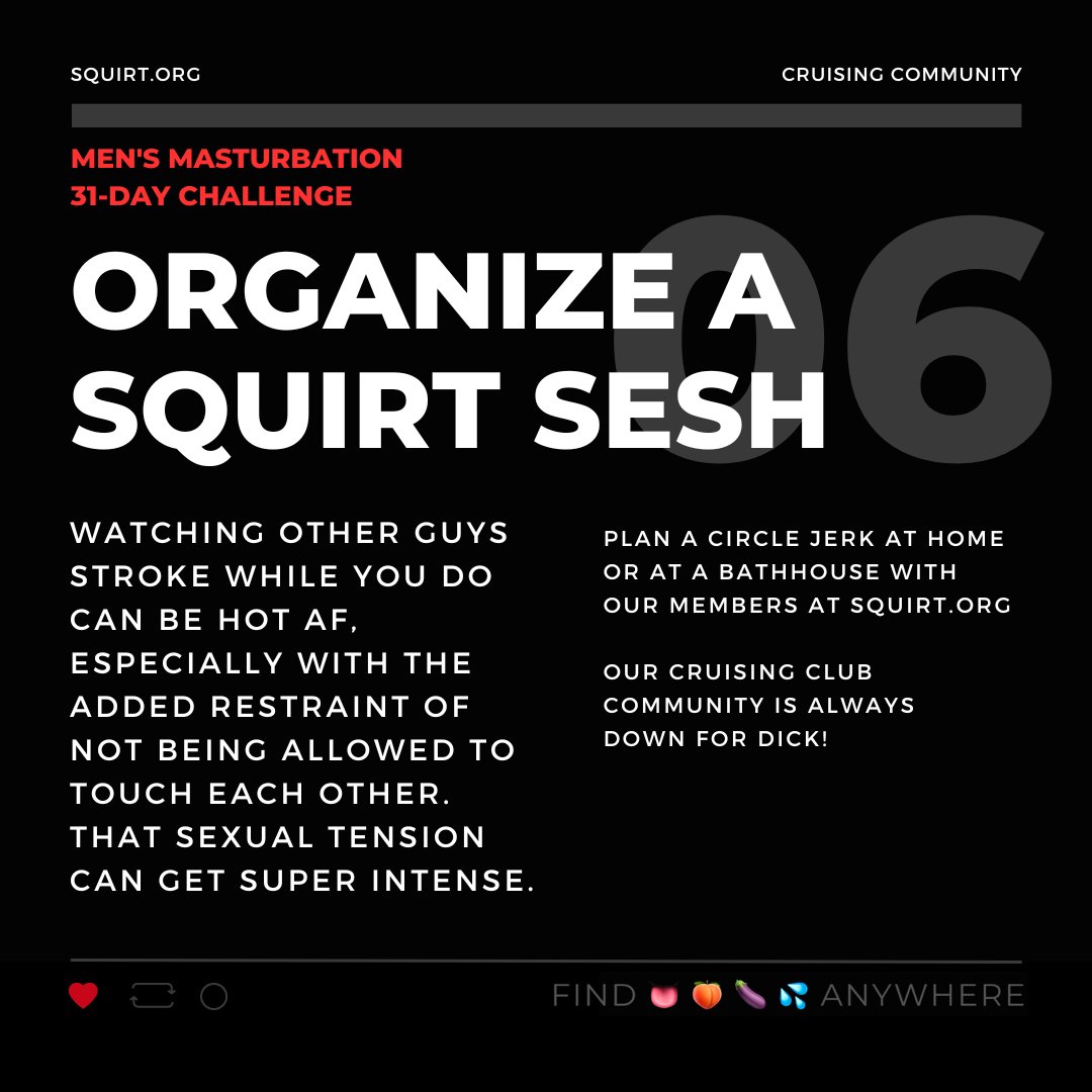 Squirt.org - Hookup & Cruising on X: #BoysOfSquirt #MasturbationChallenge  Day 6: #SquirtSesh! Try & Share In the Comments! t.colcllY840RY 💦  Organize a #CircleJerk with this guide: t.cogIe4lDrNLS 💦 #gay  #twitterb8 #jerkgroup #gaycum #