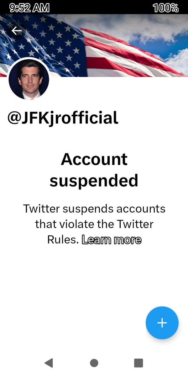 The JFKjrofficial Verified Blue Checkmark Account has been Suspended!