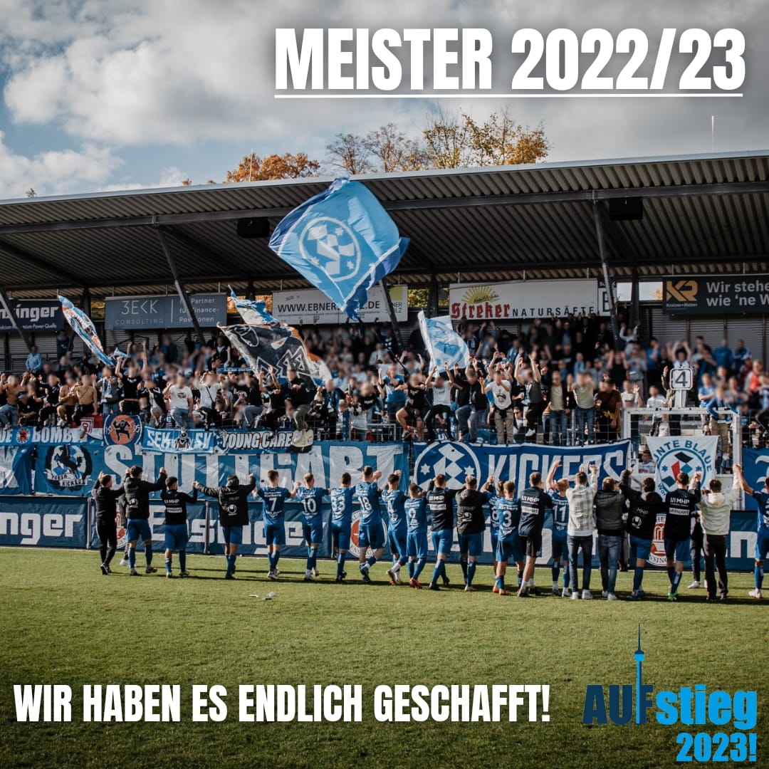 Wir haben es endlich geschafft! 😍 

Als Meister der Oberliga Baden-Württemberg 2022/23 steigen wir in die Regionalliga Südwest auf! 🥳

Nach einer überragenden Saison sichern sich unsere Kickers den hochverdienten Aufstieg! 🙌🏻

💙⚪
#svk #aufdieBlaue #BlaueTradition #Meister