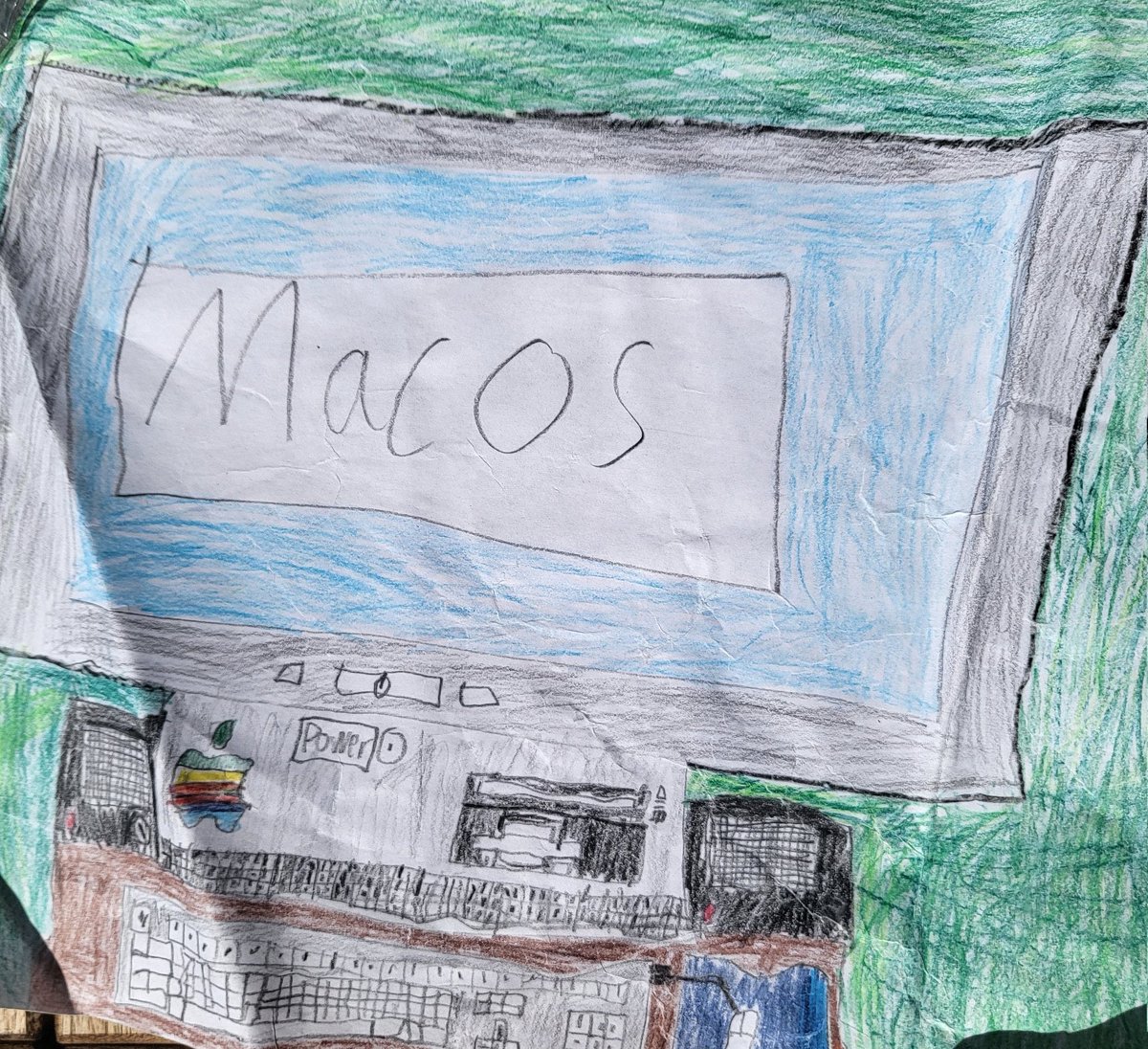 Going through some old stuff from when I was a kid. Found this drawing i made of our computer at the time.