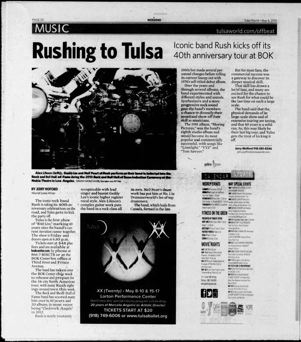 This Day in Rush History on Twitter "Tulsa World May 6, 2015"