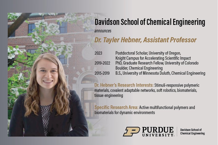 Incredibly excited to share that I’ll be joining @PurdueChemE as an Assistant Professor in the Fall of 2024! 🚂 Looking forward to working with all of the brilliant minds at @PurdueEngineers and innovating materials to make an impact in our world!