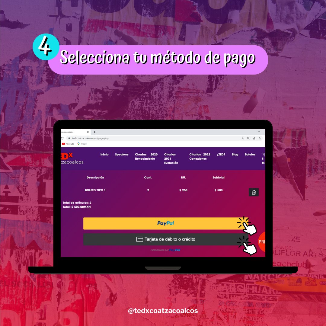 TEDxCoatza's tweet photo. Selecciona tu método de pago de preferencia... ya casi lo tienes🤩 https://t.co/w5L6oNn85H