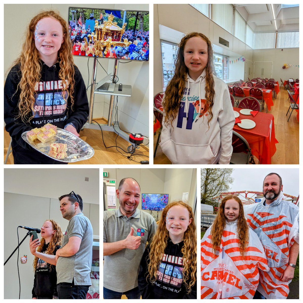 exercise_h's tweet photo. H had a great time volunteering at the #kingscoronation event run by @bcdcglasgow and Autisfun

The rain didn't stop us, thanks to the poncho's from @Tunnocks

#volunteer 

@antanddec 
#saturdaynighttakeaway 
#placeontheplane #winner

@benshephard
#Humblehero 

@CitizenAwards https://t.co/zW5Kz8vBd0