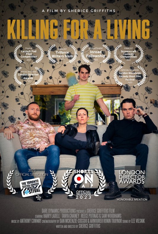 ON MAY 30th #ShortsOnTap presents: #KillingForALiving a #ComedyShort by <a href="/Sherice_g/">Sherice Griffiths</a> starring <a href="/harryladell/">Harry Ladell</a> <a href="/reeceputinas/">Reece Alexander-Putinas</a> <a href="/tanyachainey/">Tanya Chainey</a> Screening at #WomeninRevolt <a href="/RichMixLondon/">Rich Mix</a> hosted by <a href="/jjiszatt/">Jess Iszatt</a> INFO &amp; TKTS: cutt.ly/I89tewn #LoveShortFilm #Femalefilmmaker #ShortFilm