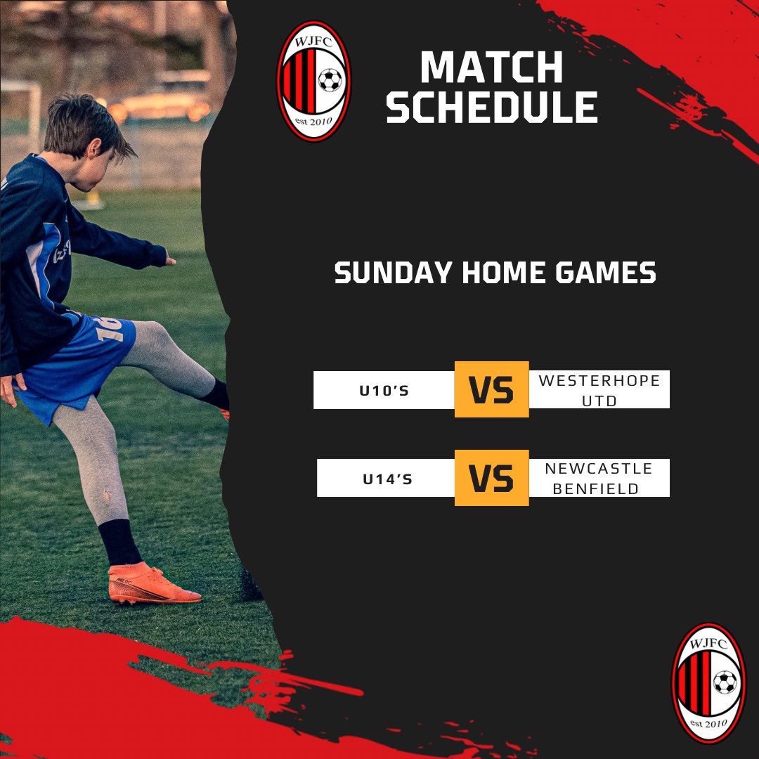 Heading into the final games of the season for our U13s and U14s as our U11s and U10s league campaigns continue. Come on West Moor! ⚫️🔴⚽️
#wmjfc #wmfc #onwardsandupwards #grassrootsfootball #gameday