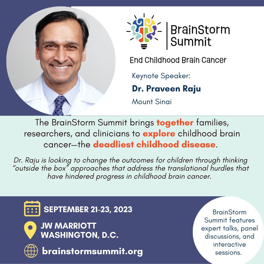 Meet keynote speaker @RajuBrainLab 
Dr. Raju works hard to overcome the hurdles taking treatments from 'bench to bedside'.  Check out his lab's recent breakthrough mountsinai.org/about/newsroom…

#childhoodcancer #BrainTumorAwarenessMonth #gogreyinmay