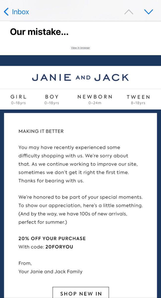Yeah… this is top tier customer service. #janieandjack