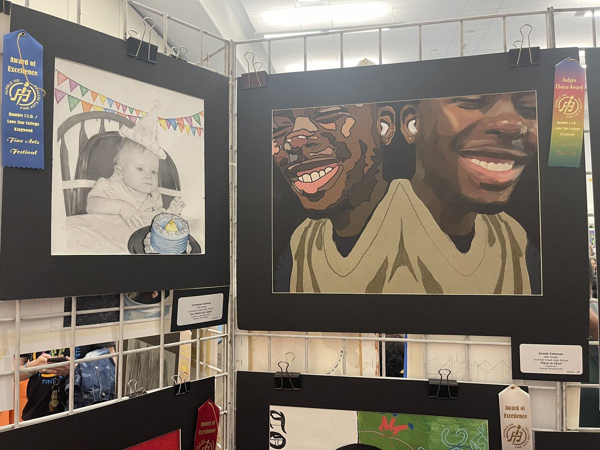 mahony_m's tweet photo. At the Humble ISD Fine Arts Festival - some great looking pieces from our students and others…including one of my kids :) #GoJude

@HumbleISD_Arts @dawgartschs @HumbleISD_SCHS 
@HumbleISD_SWE @VisualArtHumble https://t.co/L5nTdTcfCx
