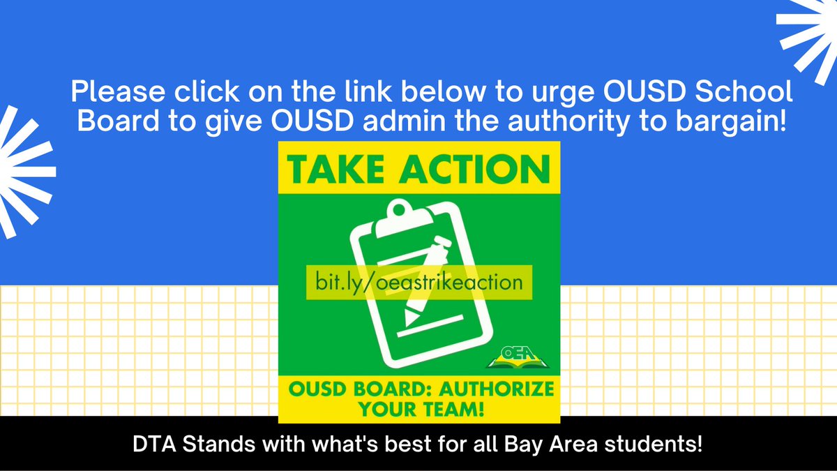 The OUSD school board has not given its bargaining team the full authority to bargain in good faith w/ OEA’s 50 member bargaining team. Please click the link to message to school board members to give OUSD administrators authority to bargain bit.ly/oeastrikeaction #studentsucess