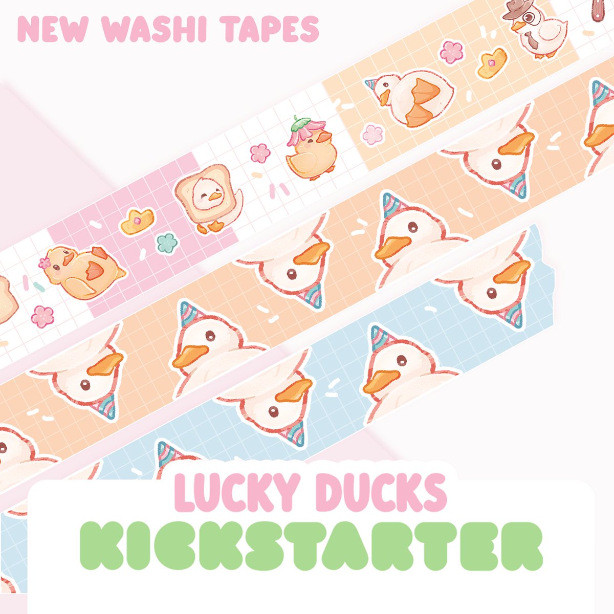 studiomiamouz's tweet image. There has been a HUGE update to my current Kickstarter Lucky Ducks!
We're currently only 2 stretchgoals away from the washi tapes and oh boy look at the cute munchie duck which just has been unlocked 🥰
I've also added 4 new washi tapes which can be backed for now
Link to KS 👇
